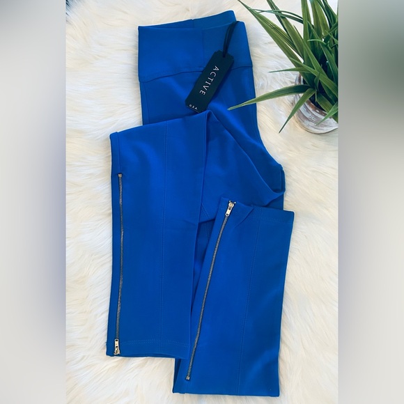 Woman’s Royal Blue Active Slim Stretch Leggings Zipper Ankle Length Pants NWT M - Picture 3 of 14